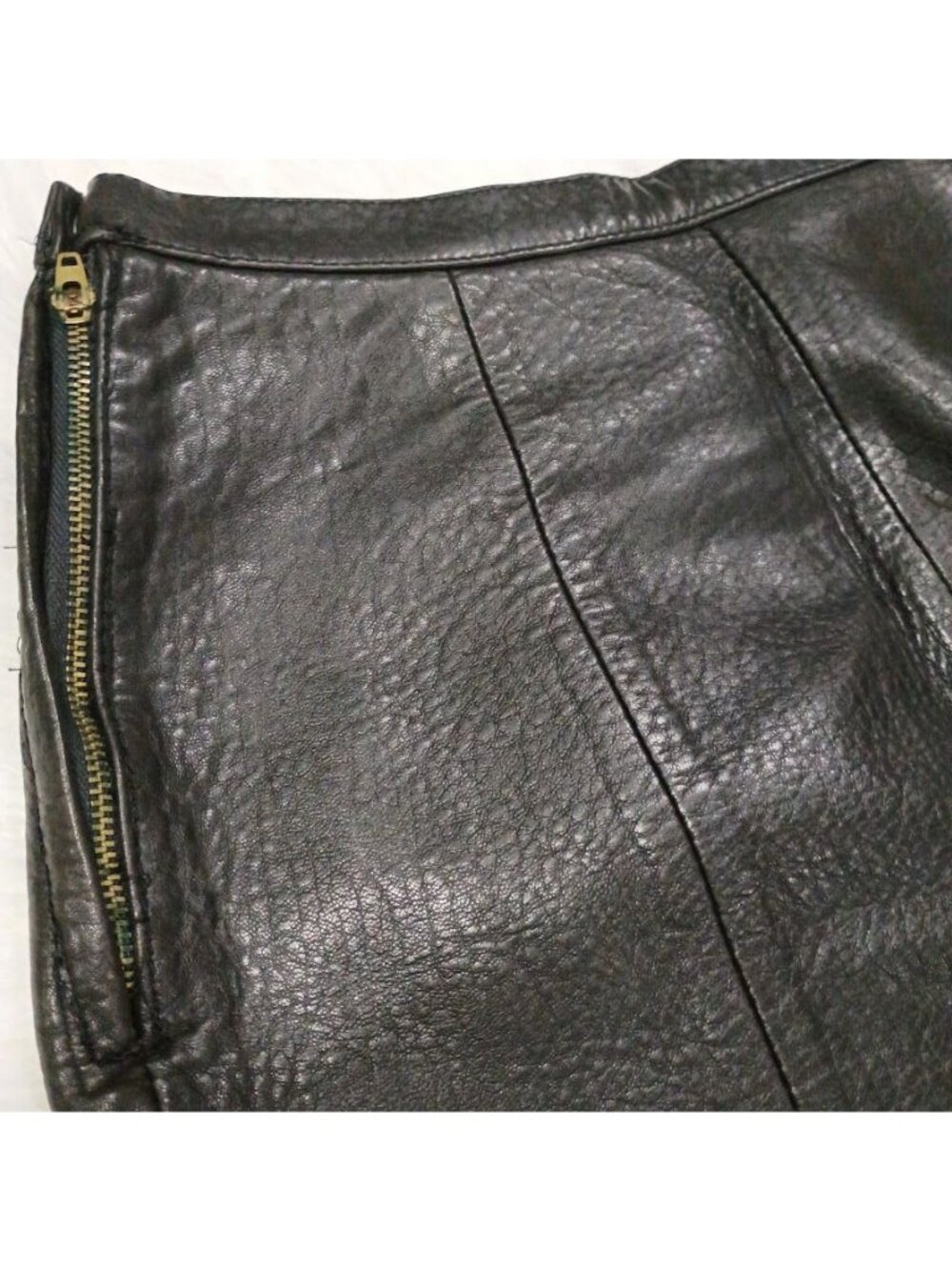 Pour Le Sport Size 6 Vintage Boho Black Pebbled Leather Midi Skirt - Picture 7 of 11